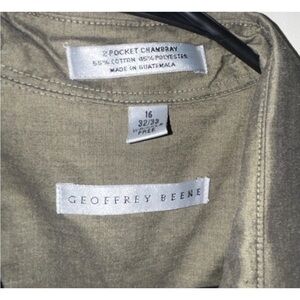 Geoffrey Beene Olive Green Men’s Dress Shirt 16 32/33 Wrinkle Free